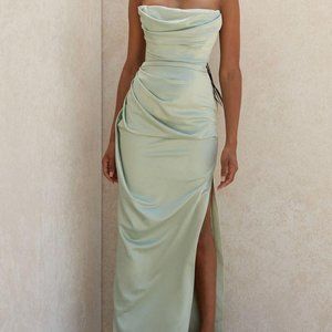 Sage green satin dress